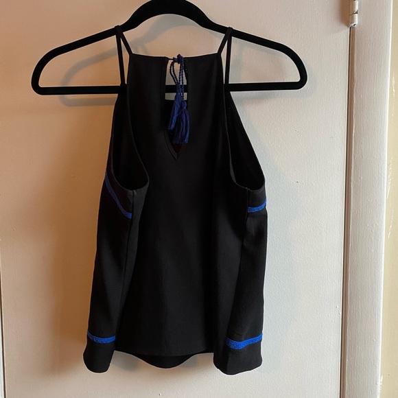 Embroidered floral high neck black tank top size small - Picture 4 of 4